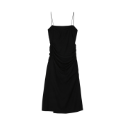 (W) Bohemian Seoul Shirring Linen Slit OPS Black