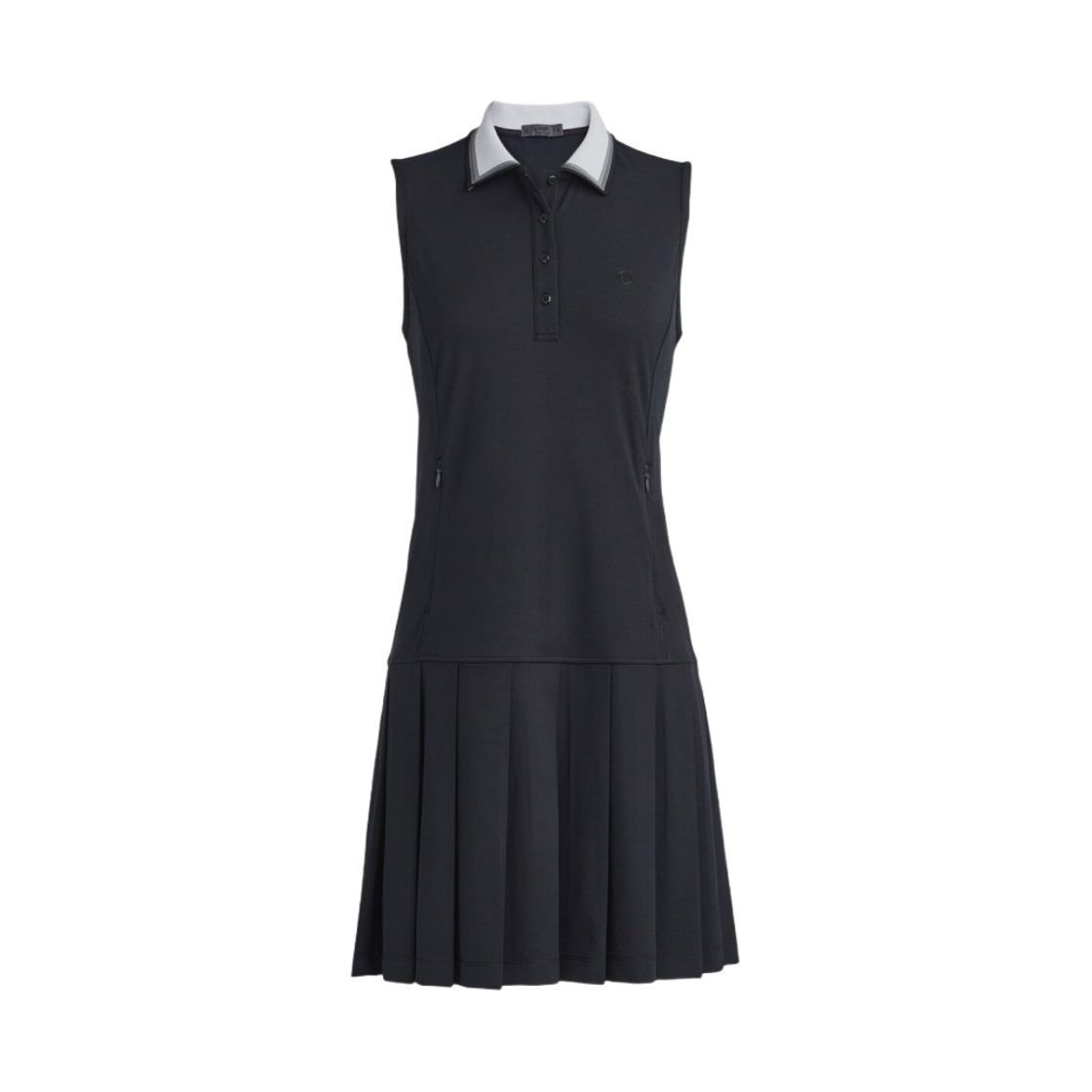 (W) 지포어 피케 슬리브리스 플리츠 폴로 드레스 오닉스((W) G/Fore Pique Sleeveless Pleated Polo Dress Onyx) - 1