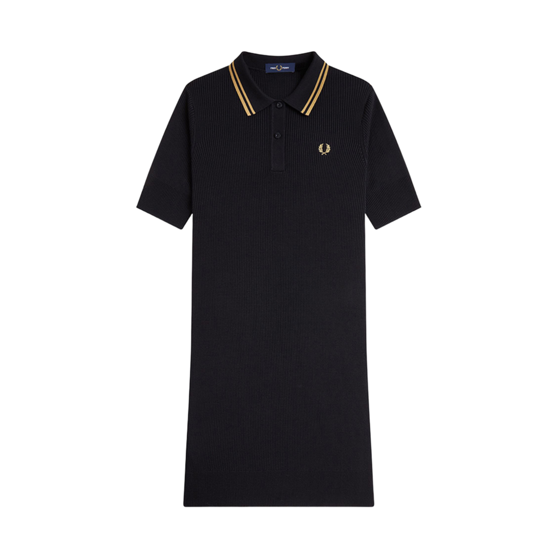 프레드페리 우먼 립 니트 셔츠 드레스 블랙(Fred Perry Womens Ribbed Knitted Shirt Dress Black) - 1