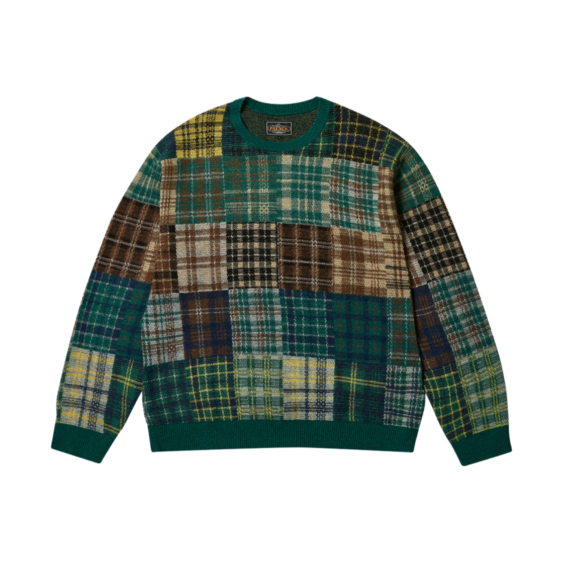 팔라스 x 빔즈 플러스 크루 니트 패치워크 자카드 그린 - 24FW(Palace x Beams Plus Crew Knit Patchwork Jacquard Green - 24FW) - 1