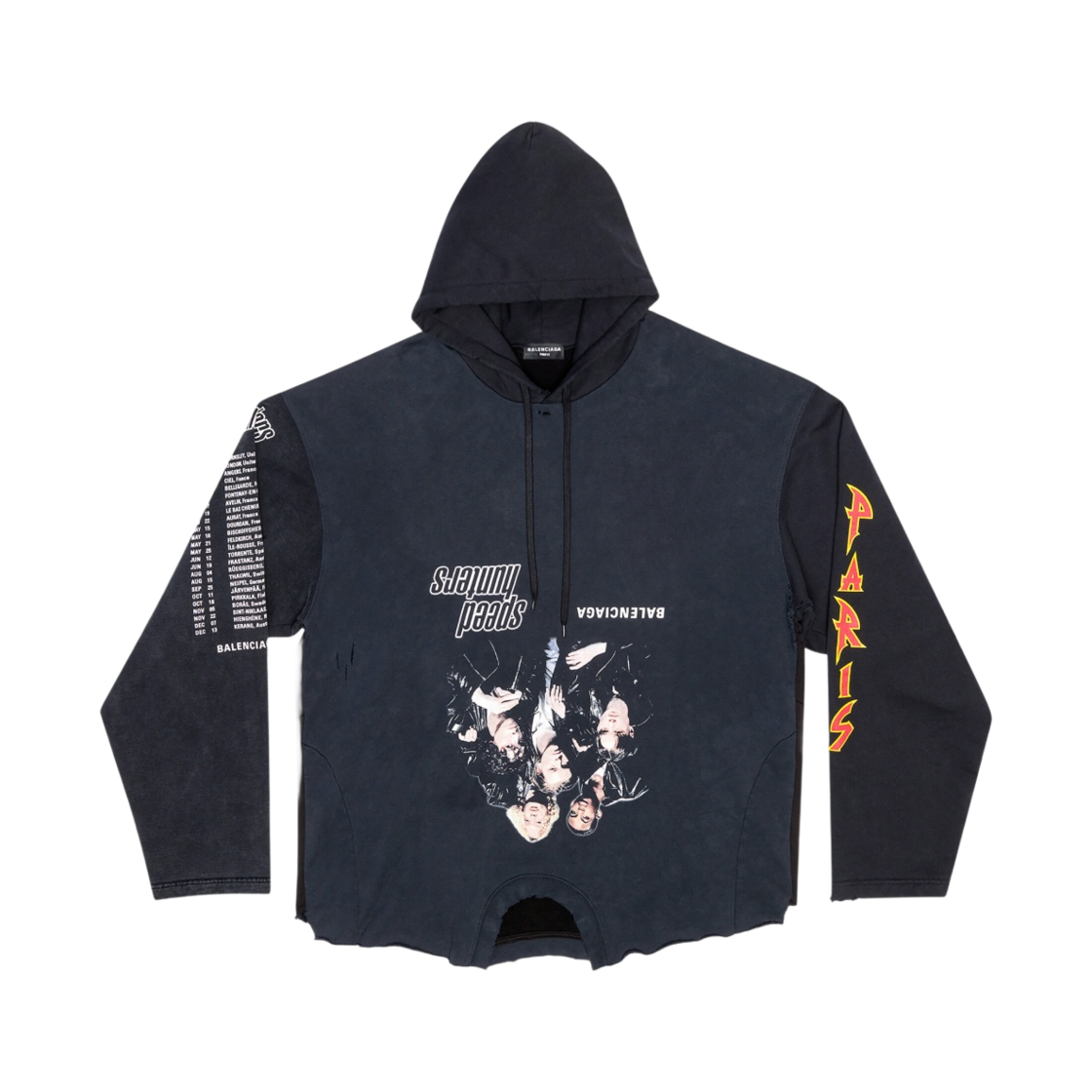 발렌시아가 오버사이즈 스피드 헌터 업사이드 다운 티셔츠 후드 블랙(Balenciaga Oversized Speed Hunter Upside Down Hoodie Black) - 1