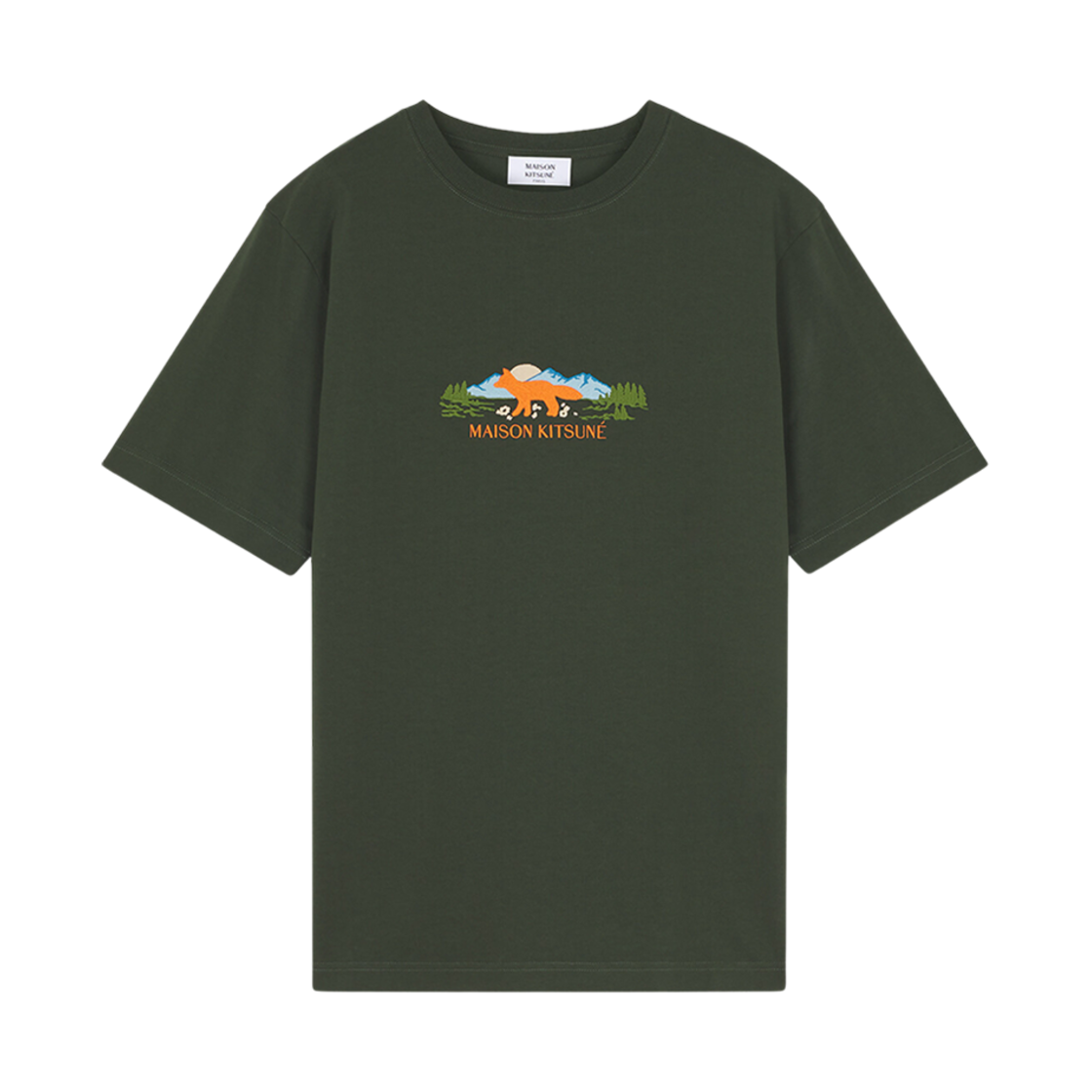 NM00112KJ0118-P391 Maison Kitsune Outdoor Profile Fox Comfort T-Shirt Ranger Green