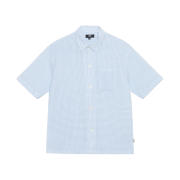 Stussy Boxy Flat Hem Crinkled Shirt Blue Check