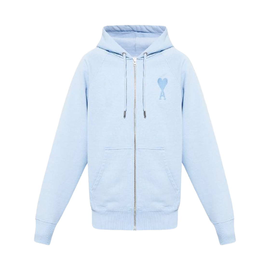 아미 톤온톤 하트 로고 후드 집업 스카이 블루(AMI de Coeur Tone-On-Tone Zipped Hoodie Sky Blue) - 1