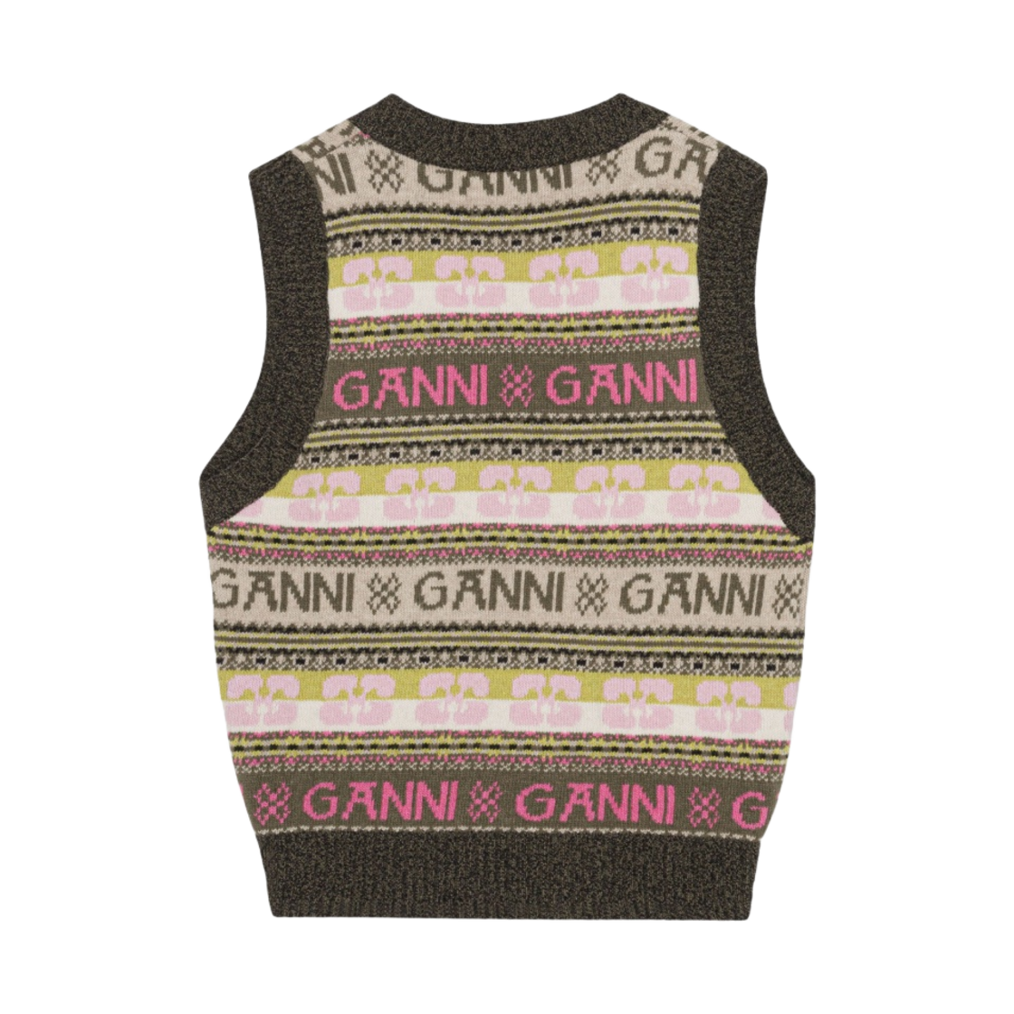 (W) 가니 로고 울 믹스 베스트 칼라마타((W) Ganni Logo Wool Mix Vest Kalamata) - 2