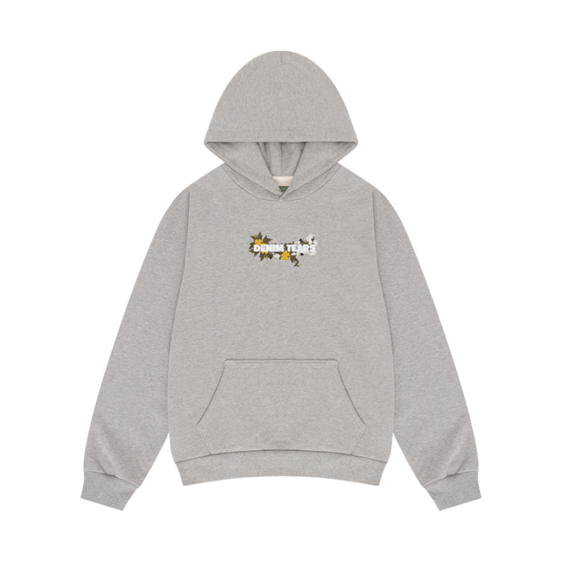 - Denim Tears Embroidered Floral Hoodie Grey