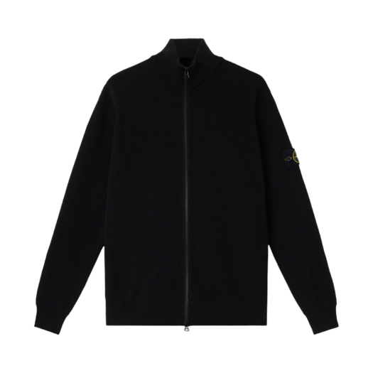 K1S1551000-26S00D8-V0029 Stone Island 5100026 Ribbed Soft Organic Cotton Zipper Cardigan with Ribbing Black - 25SS