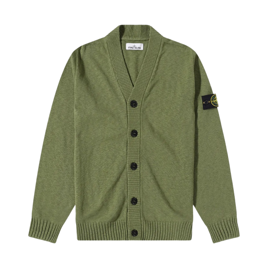 스톤 아일랜드 512B0 스타킹 스티치 코튼 나일론 니트 가디건 올리브 그린 - 22SS(Stone Island 512B0 Stocking Stitch Cotton-Nylon Knit Cardigan Olive Green - 22SS) - 1