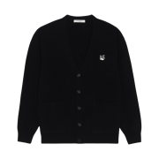 Maison Kitsune Grey Fox Head Patch Relaxed Cardigan Black