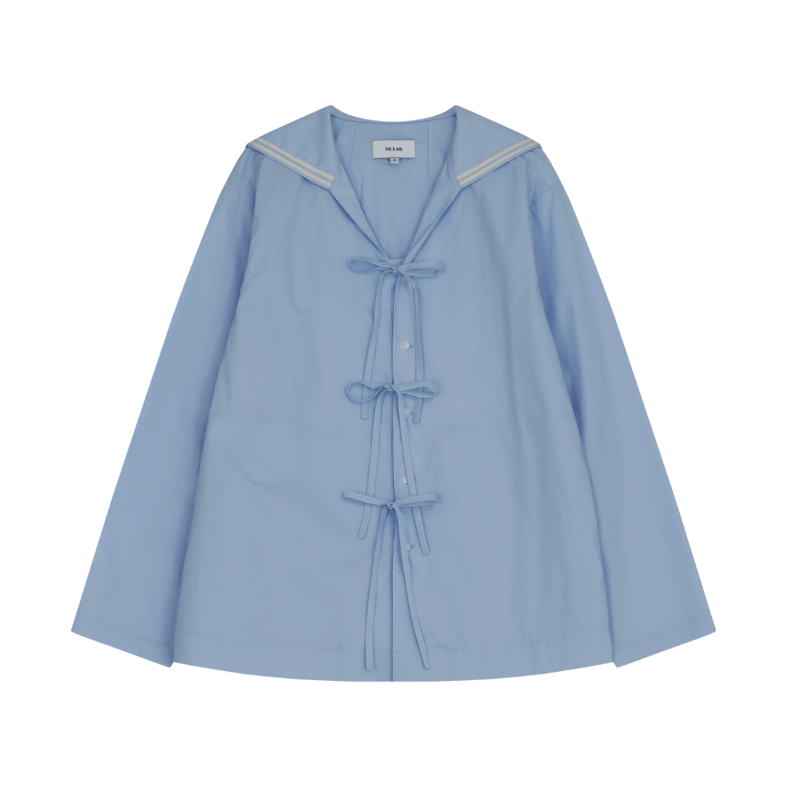 252-2005-51 VIS A VIS Sailor Collar Front Tie Shirt Light Blue