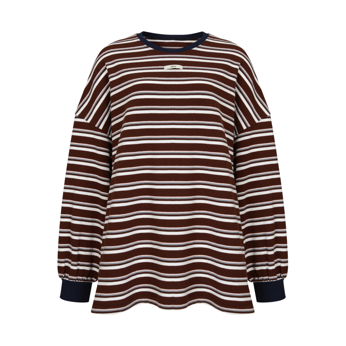 lr24fw34 Leterie Multi Stripe Overfit T Shirt Brown