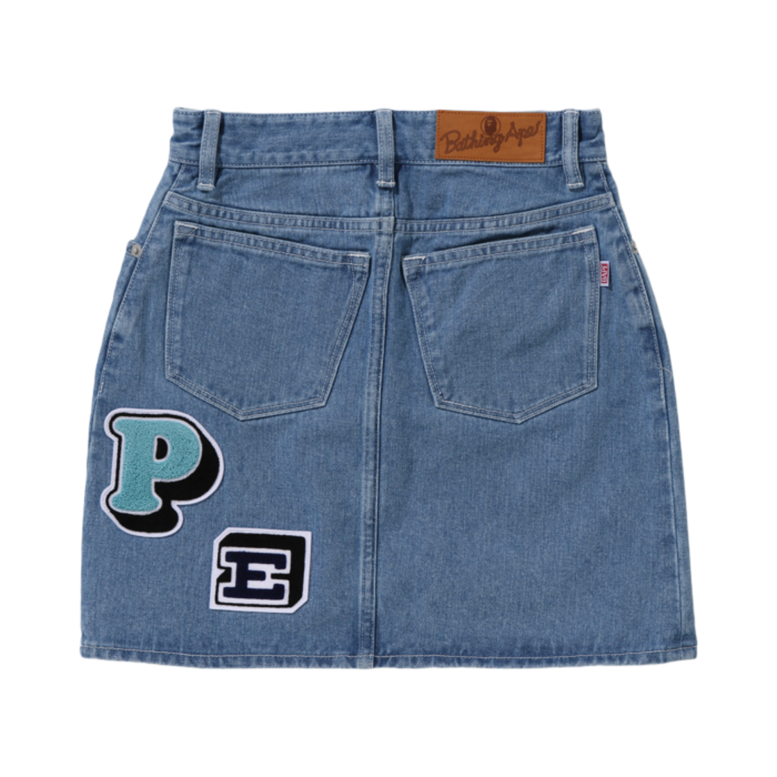 (W) 베이프 멀티 폰트 데님 미니 스커트 데님((W) BAPE Multi Fonts Denim Mini Skirt Denim) - 2
