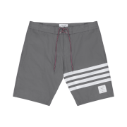 Thom Browne Tech 4-Bar Drawstring Waist Board Swim Shorts Medium Grey