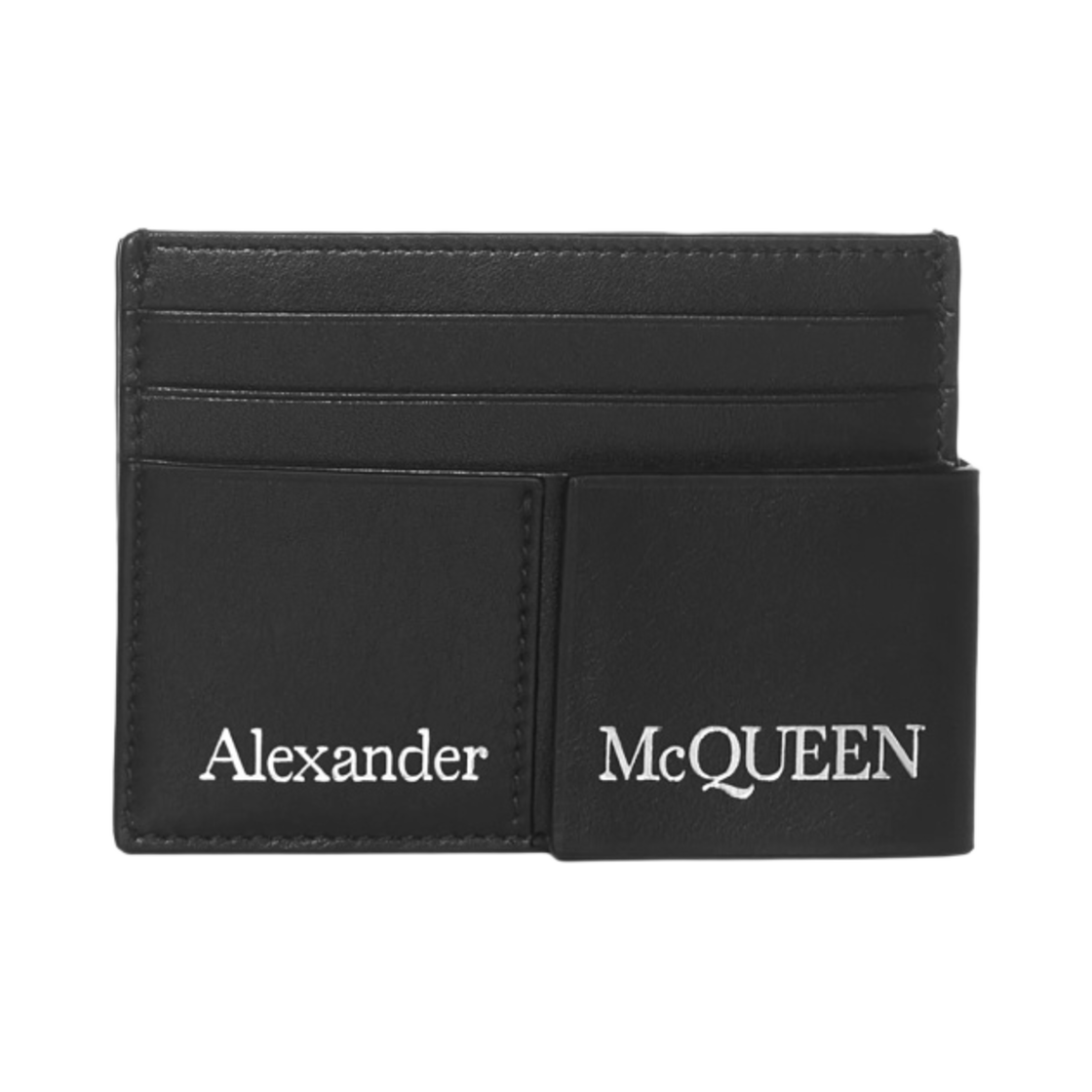 알렉산더 맥퀸 로고 더블 카드 홀더 레더 블랙(Alexander McQueen Double Card Holder Leather with Logo Black)