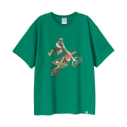 Thevinylhouse Motorcycle Jump T-Shirt Green