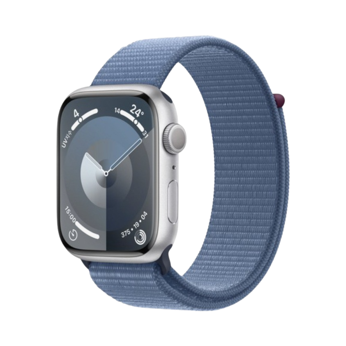 애플 워치 9 45mm GPS 실버 알루미늄 케이스 스포츠 루프 윈터 블루 (국내 정식 발매 제품)(Apple Watch Series 9 45mm GPS Silver Aluminium Case with Sport Loop Winter Blue (Korean Ver.)) - 1