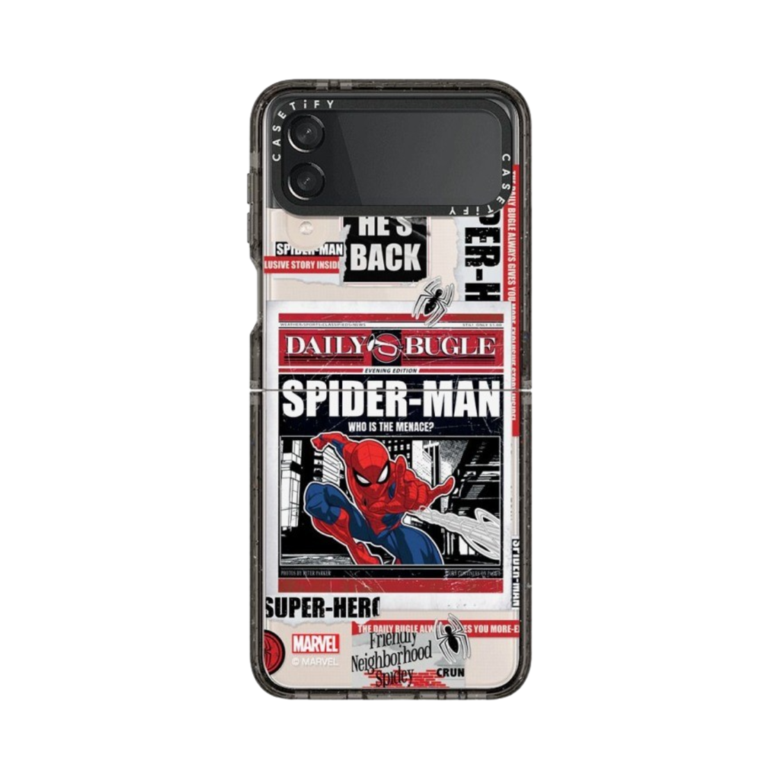 케이스티파이 x 마블 갤럭시 스파이더맨 뉴스페이퍼 스티커 임팩트 케이스 클리어 블랙(Casetify x Marvel Galaxy Spider-Man Newspaper Sticker Impact Case Clear Black) - 1
