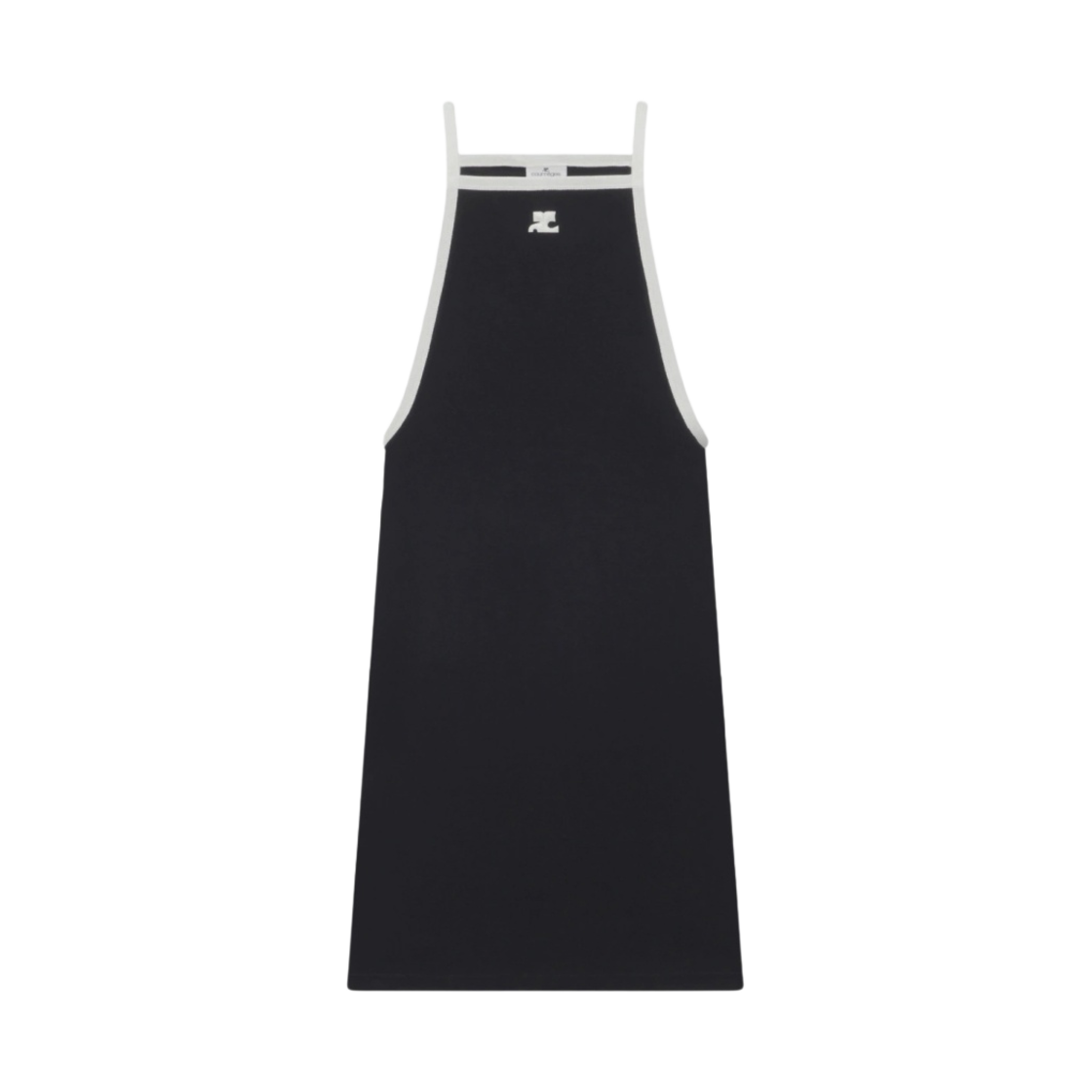 123JRO160JS00709901 (W) Courreges Light Ribs Contrast Dress Black Heritage White