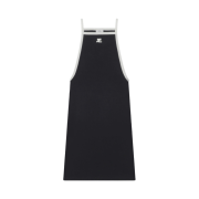 (W) Courreges Light Ribs Contrast Dress Black Heritage White