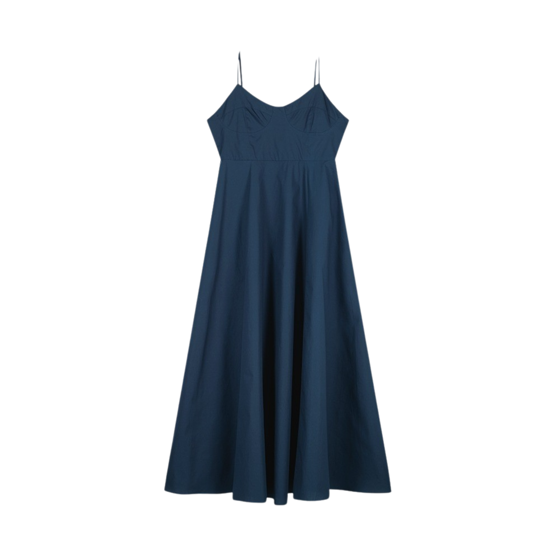 그린 버터 우먼 실키 코튼 슬리브리스 드레스 네이비