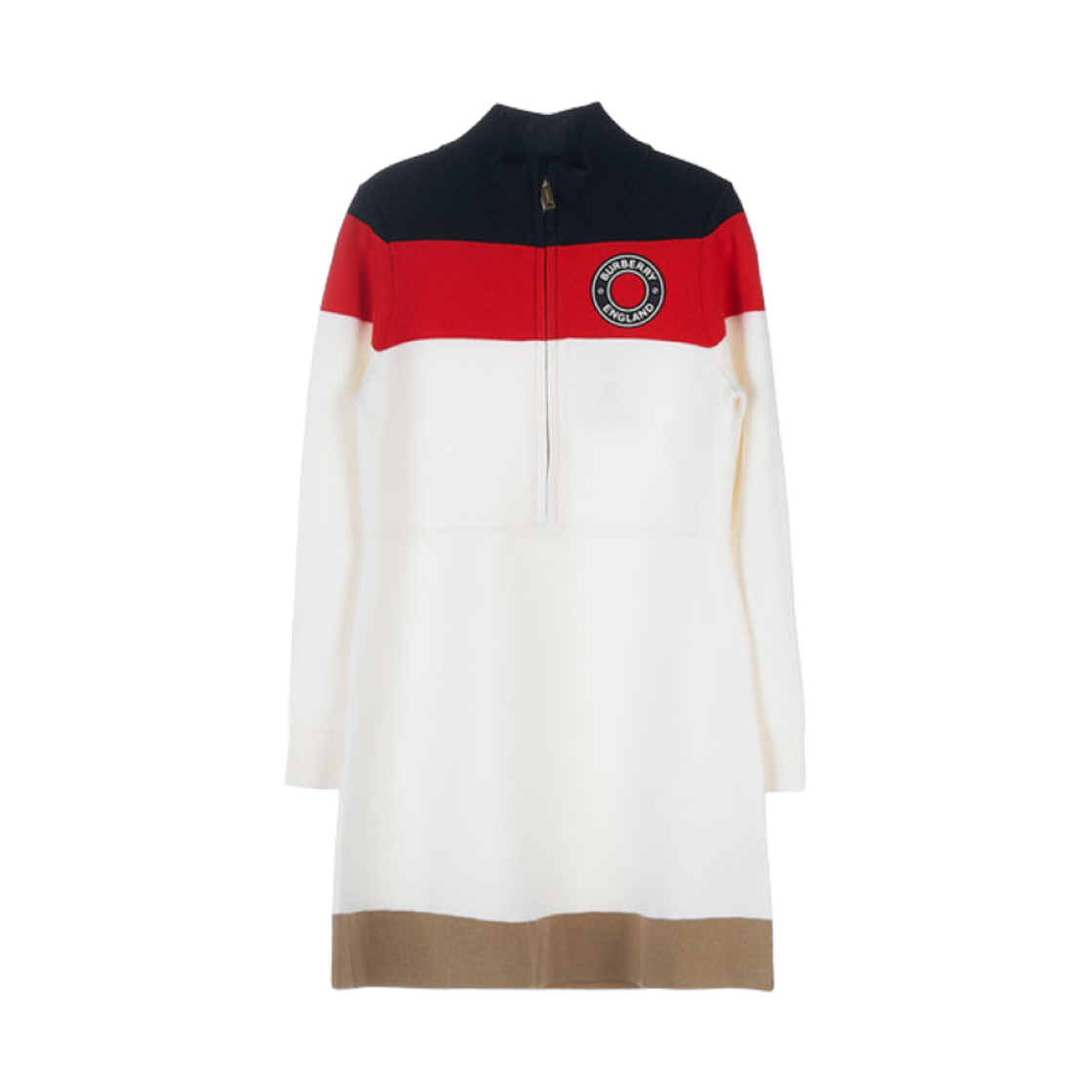 8057926 (Kids) Burberry Logo Graphic Applique Wool Dress Ivory