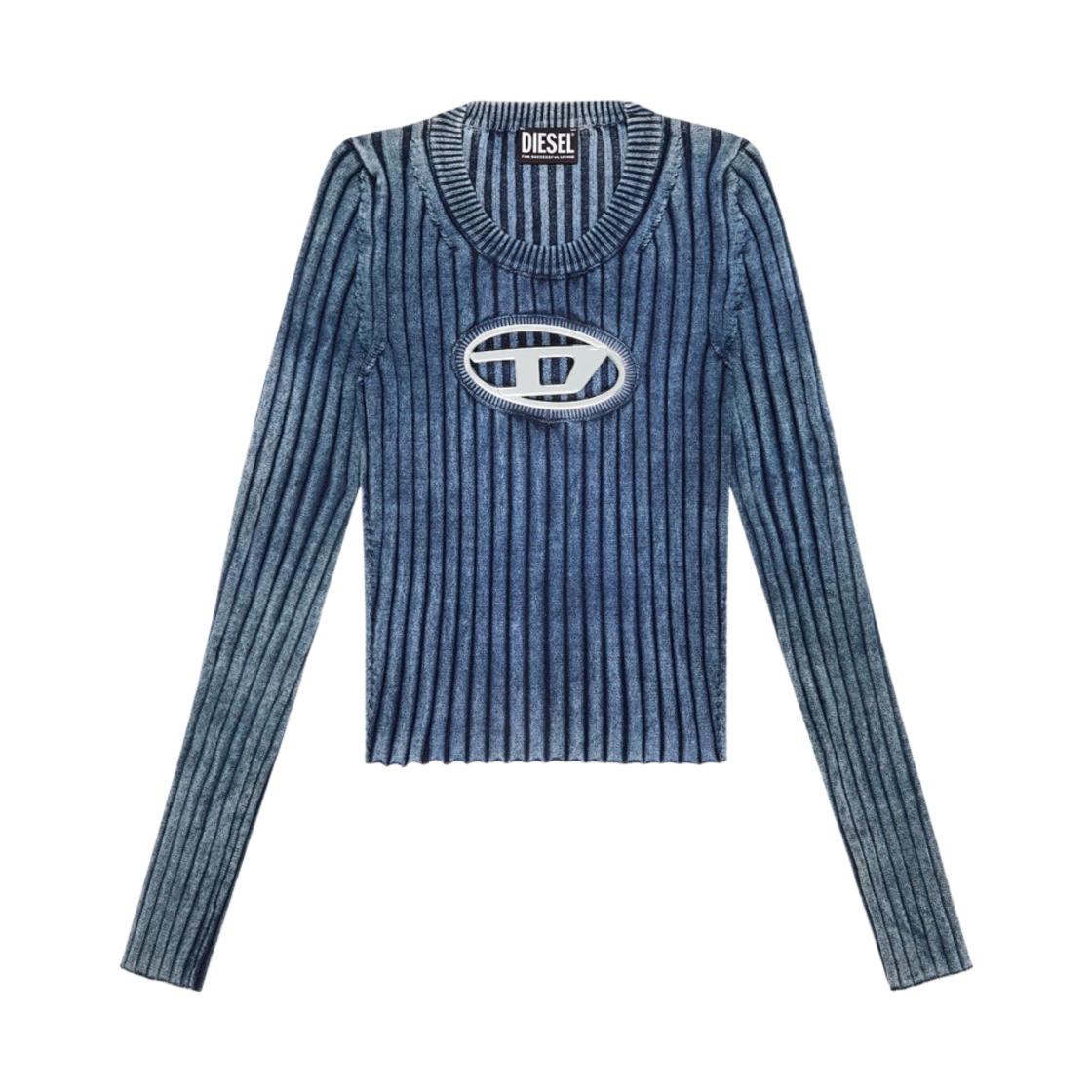 (W) 디젤 M-앵커 부클 풀오버 D 플라크 블루((W) Diesel M-Anchor Boucle Pullover with D Plaque Blue) - 1