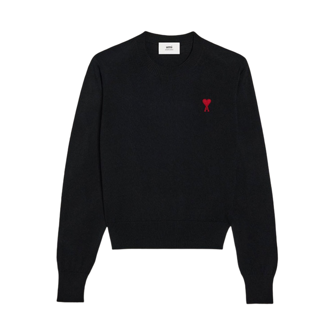 (W) 아미 스몰 하트 로고 스웨터 블랙 레드((W) AMI De Coeur Sweater Black Red)