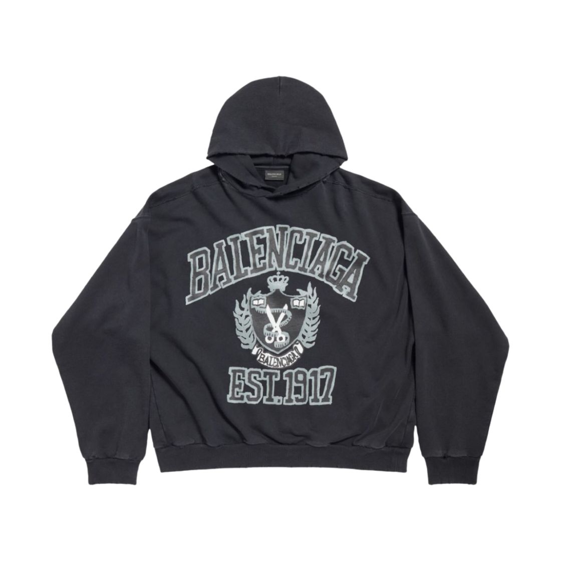 발렌시아가 DIY 컬리지 후드 미디움 핏 블랙