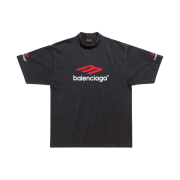 Balenciaga 3B Sports Icon T-Shirt Medium Fit Black Faded