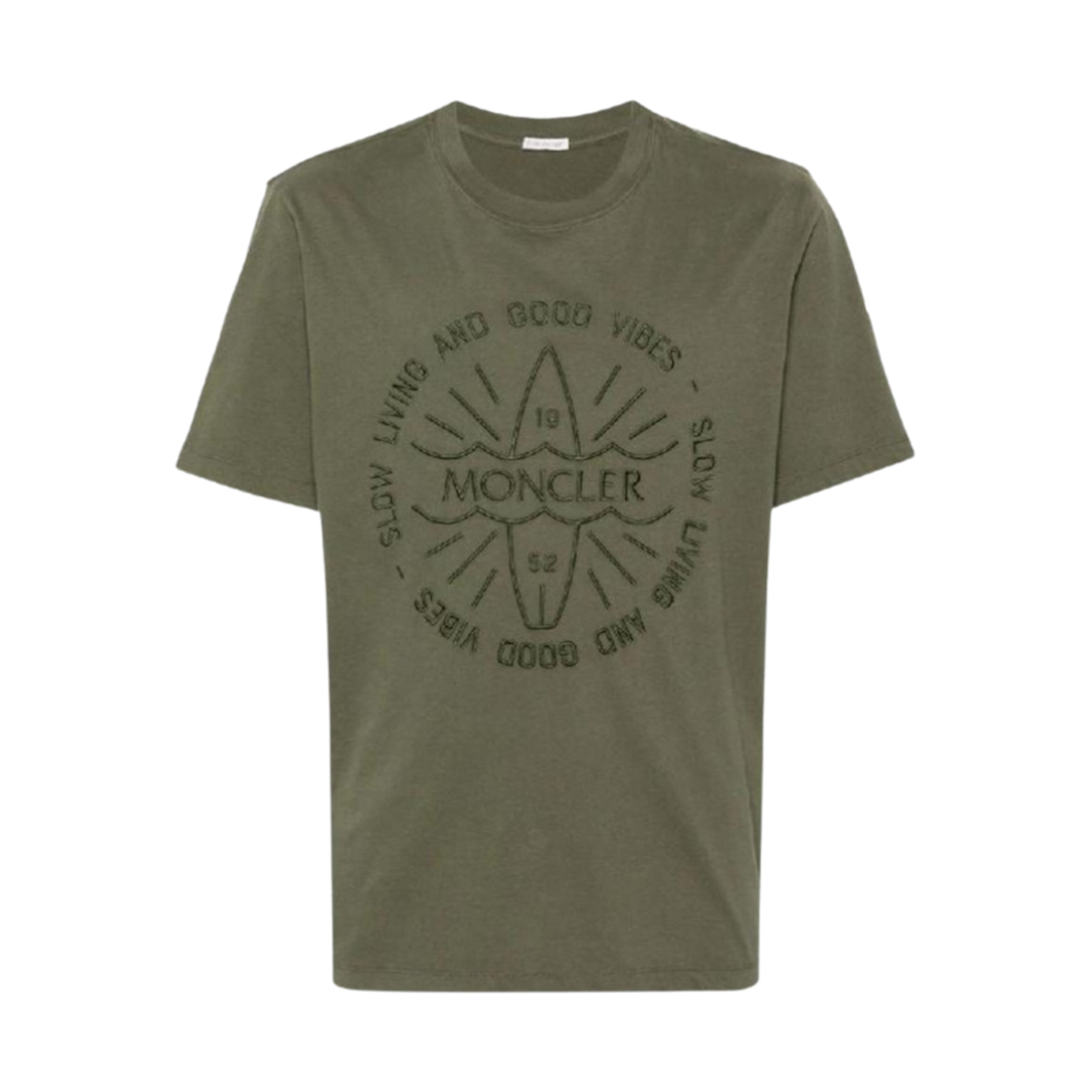 몽클레르 자수 로고 티셔츠 올리브 그린 - 24SS(Moncler Embroidered Logo T-Shirt Olive Green - 24SS) - 1
