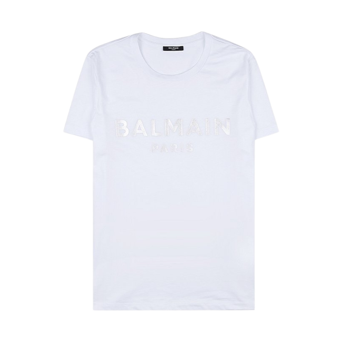 AH1EF000BB29GAC Balmain Eco Designed Cotton T-Shirt with Paris Logo Print White