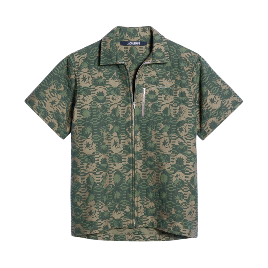 자크뮈스 라 슈미즈 반호 지퍼 포켓 셔츠 자카드 카키 플라워(Jacquemus La Chemise Banho Zipped Pocket Shirt Jacquard Khaki Flowers) - 1