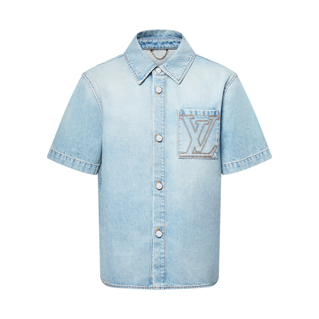 루이비통 숏슬리브 데님 셔츠 인디고 토바코(Louis Vuitton Short Sleeved Denim Shirt Indigo Tobacco) - 1