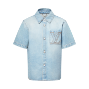 Louis Vuitton Short Sleeved Denim Shirt Indigo Tobacco