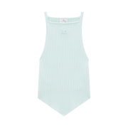 (W) Courreges Rib Knit Pointy Tank Top Turquese