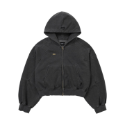 Ajobyajo Vintage Pigment Zip-Up Hoodie Charcoal