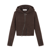 Vacant Archive Moro Ribbed Hood Zip-Up Brown