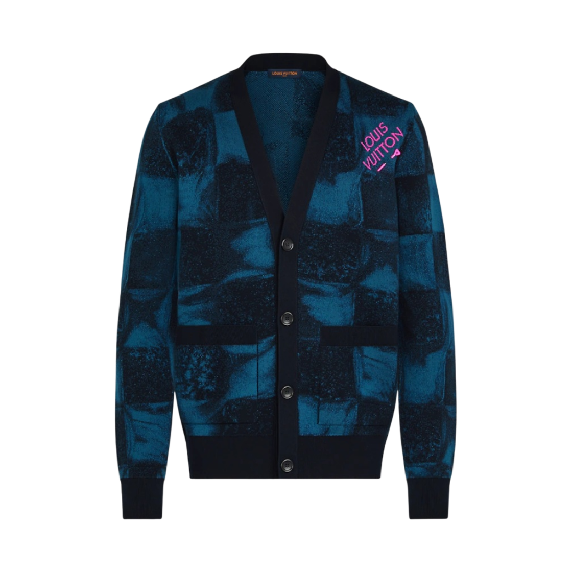 - Louis Vuitton Damier Salt Jacquard Cardigan Navy