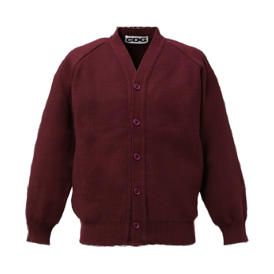 CDG 브이넥 스쿨 가디건 마룬(CDG V-Neck School Cardigan Maroon)