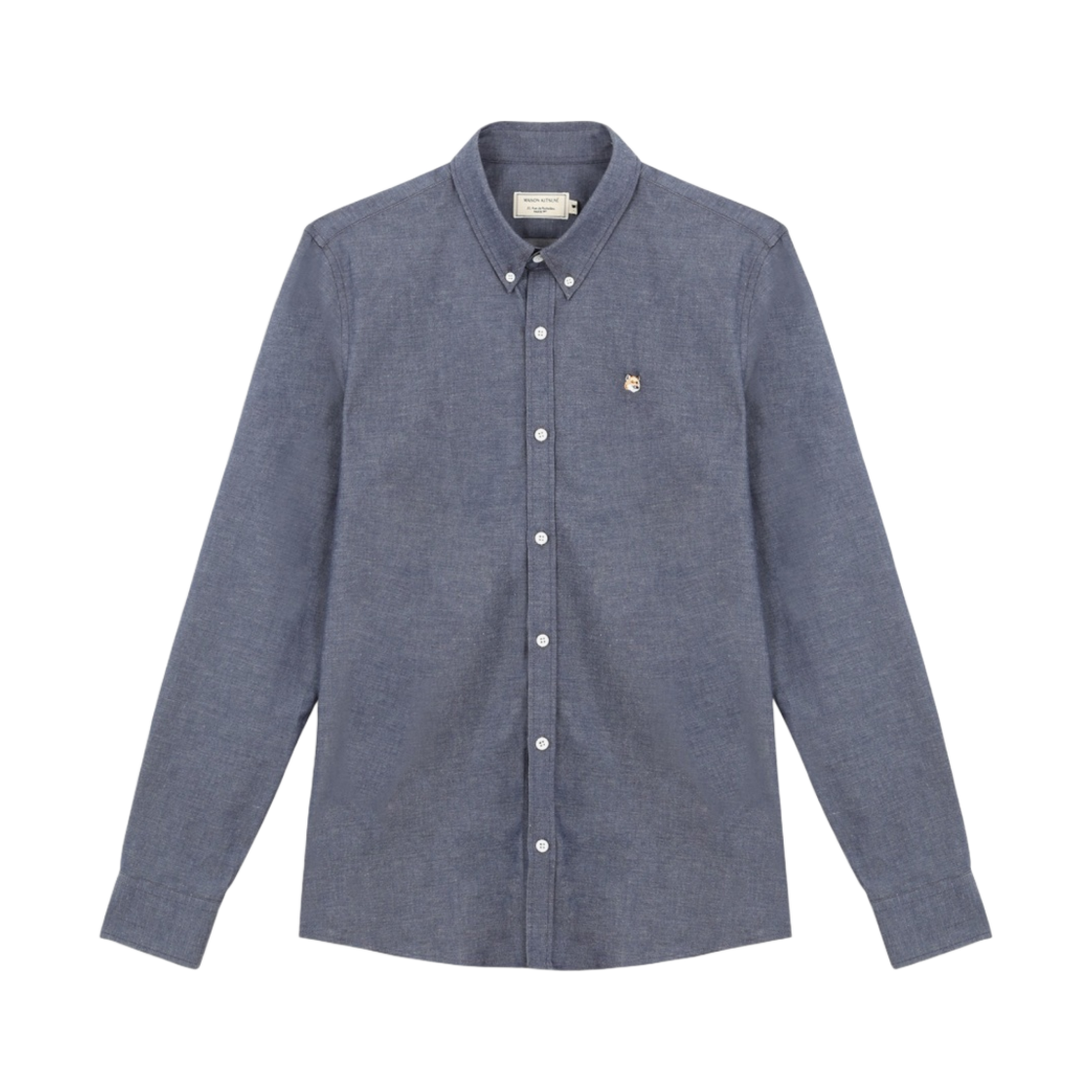GM00454WC2009 Maison Kitsune Fox Head Embroidery Classic Shirt Light Blue