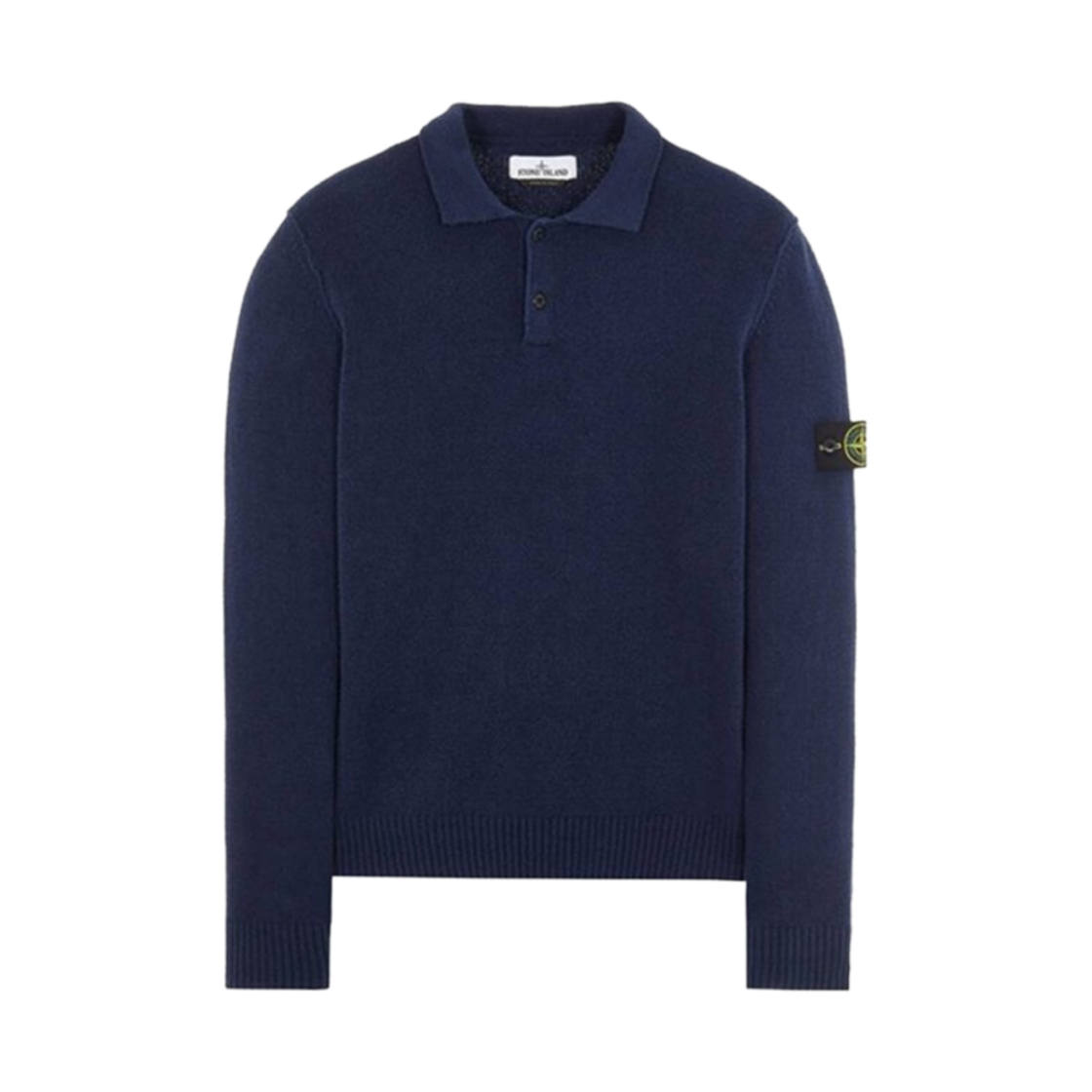 7615549D2-V0020 Stone Island 549D2 Wappen Patch Button Polo Knit Navy Blue - 22SS