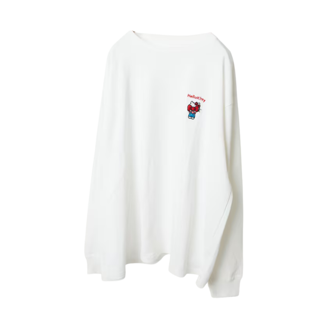 (W) 프릭스 스토어 x 헬로 키티 원-포인트 롱슬리브 티셔츠 오프 화이트((W) Freak's Store x Hello Kitty One-Point L/S T-Shirt Off White)