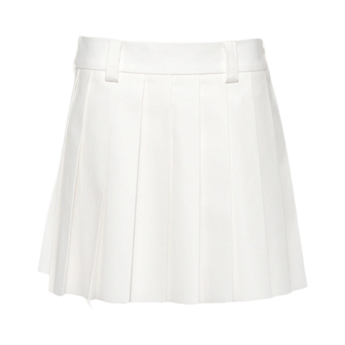 (W) 미우 미우 플리츠 치노 미니 스커트 화이트((W) Miu Miu Pleated Chino Mini Skirt White) - 1