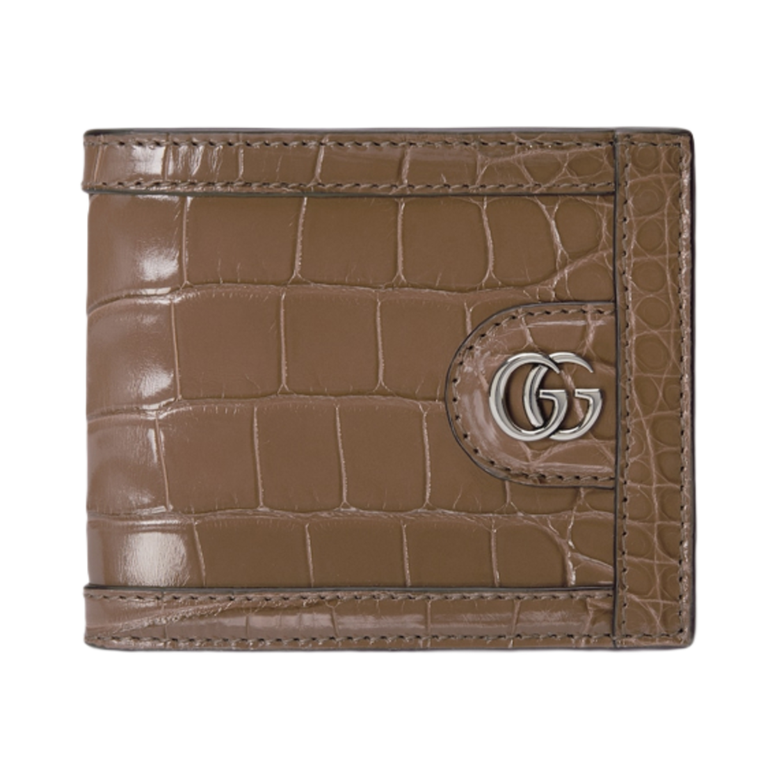 구찌 크로커다일 카드 케이스 지갑 더블 G 라이트 브라운(Gucci Crocodile Card Case Wallet with Double G Light Brown) - 1