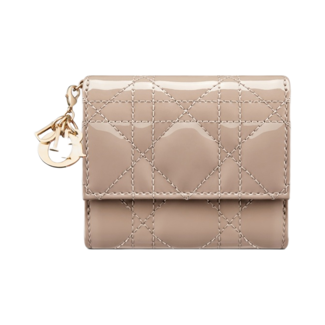 디올 레이디 로터스 지갑 헤이즐넛 페이턴트 까나쥬 카프스킨(Dior Lady Lotus Wallet Hazelnut Patent Cannage Calfskin) - 1
