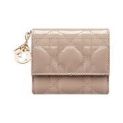 Dior Lady Lotus Wallet Hazelnut Patent Cannage Calfskin