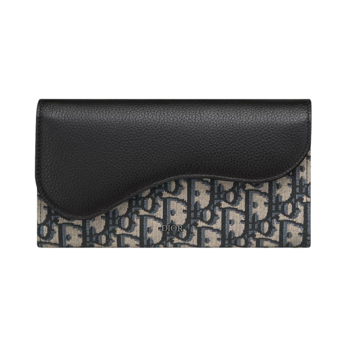 2ADBC321YKS-H27E Dior Saddle Long Wallet Dior Oblique Jacquard with Grained Calfskin Beige Black
