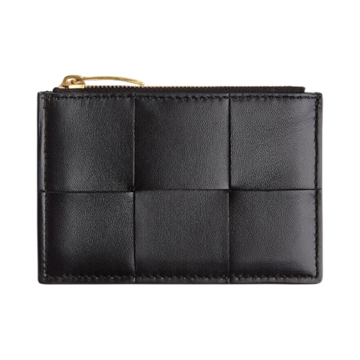 Bottega Veneta Cassette Zippered Card Case Black