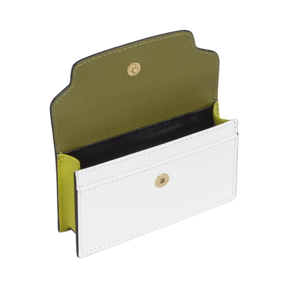 PFMOT05U09-LV520-Z502N Marni Saffiano Business Card Case Olive Lily White Lime - #2
