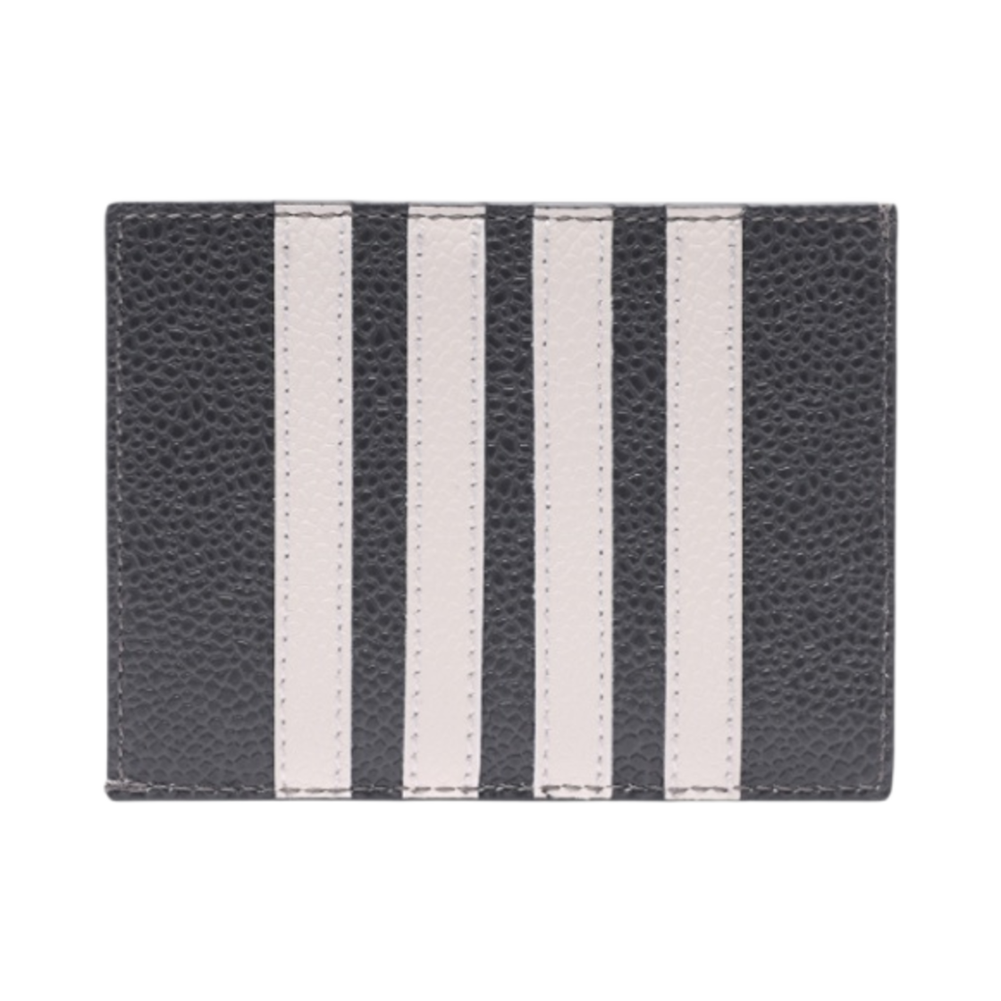 톰브라운 페블 카프스킨 사선 노트 카드 홀더 다크 그레이 (화이트 버전)(Thom Browne Pebble Calfskin 4-Bar Applique Note Card Holder Dark Grey (White Ver.)) - 2